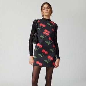 Urban Outfitters Black Cherry Print Midi Dress
